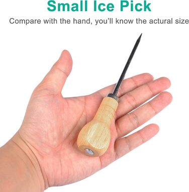Yzurbu Ice Picks for Breaking Ice, 6 Pack Stainless Steel Ice Pick Tool with Safety Wooden Handle for the Kitchen