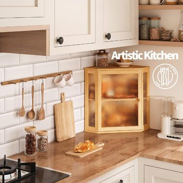 Бак для хліба на кухонну стільницю Eck, контейнер для домашнього хліба, двошаровий, великий бамбуковий контейнер для кухні з вікном (Білий, середній)