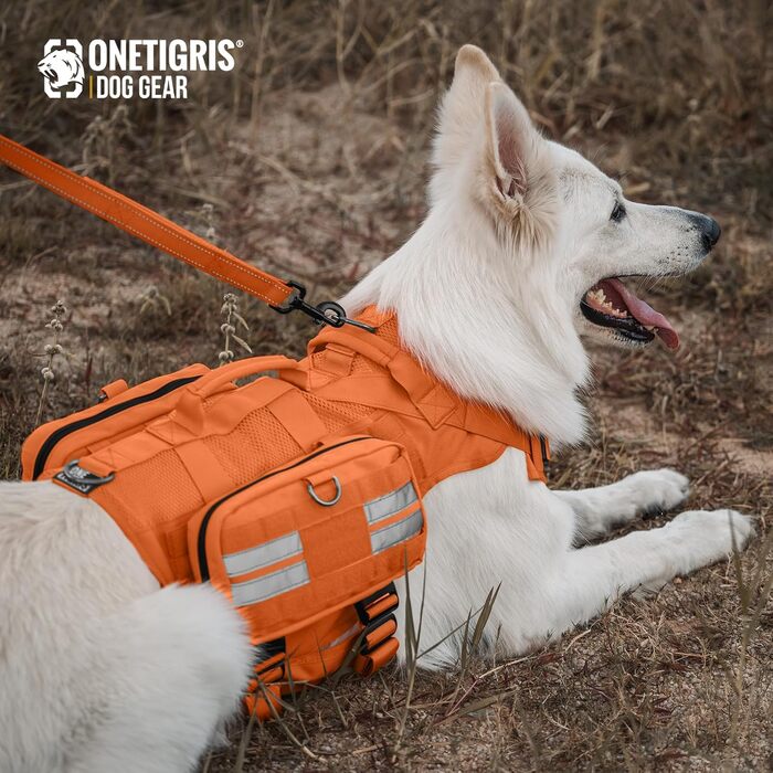Футляр для корму OneTigris для собак (23,5x13x5 см), 2 шт., MOLLE система, тактичне спорядження, тренування, оранжевий