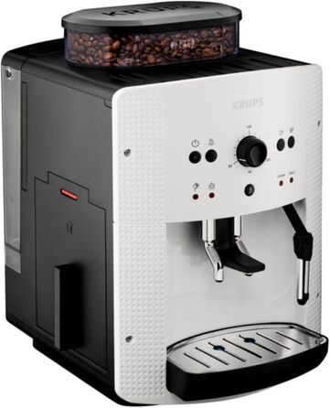 Krups Arabica Picto Fully Automatic Coffee Machine, Milk Frother, 2-Cup Function, Rotary Control, Easy Cleaning, Coffee Machine, TÜV Seal, White, EA810870 White Single
