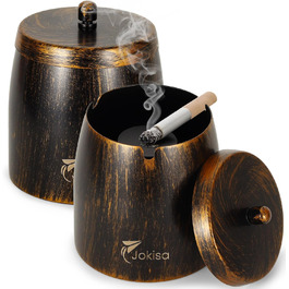 Набір попільничок для вулиці та дому Edestah Retro (2 шт.) - великий, з кришкою, антиковзкий