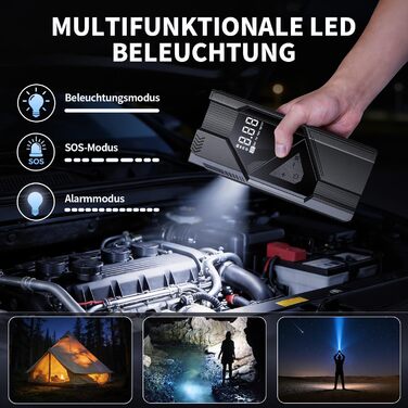 Powerbank для прикурювання FINIBO 6000A для авто 12V (бензин до 10л/дизель до 8л) з LCD екраном, кабелями для прикурювання, зарядний пристрій для акумулятора