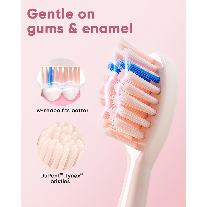 Електрична зубна щітка MySmile DY156 для дорослих: акумуляторна звукова щітка з 3 насадками, таймер 2 хвилини, 5 режимів, 45000 вібрацій на хвилину, 60 днів роботи від однієї зарядки (рожевий)