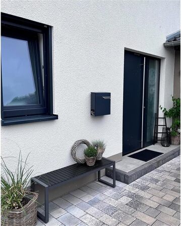 Поштова скринька Metzler Anthrazit з газетницею та іменним шильдиком RAL 7016, вулична, антикорозійна, для настінного монтажу, сучасний дизайн 37x37x10.5 см