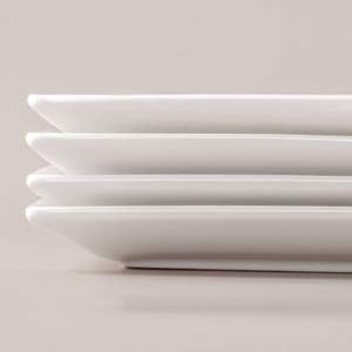 DOWAN Porcelain Serving Platter, 24.6 x 13.7 cm Rectangular Serving Platters 4 Pack, Large White Dessert Plates for Buffets, Sushi, Cakes, Appetizers at Home/in Restaurant