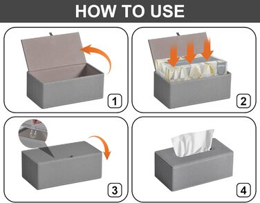 GOLRANLYE Tissue Box Rectangular PU Leather Cosmetic Tissue Dispenser Box Holder for Dresser Bathroom Decor (Dark Gray) (Linen Gray)