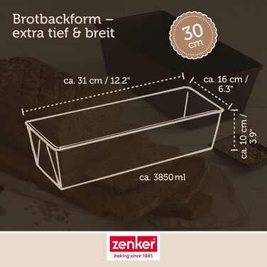 Форма для випічки хліба Zenker Königskuchen, антипригарна, чорна (31x16x10 см)