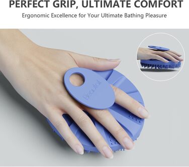 Силіконова щітка для тіла Beautail: м'який скраб для чутливої шкіри, для душу, з неслизькою ручкою, фіолетова