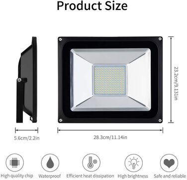 LED Floodlight Outdoor | Outdoor Floodlight | LED Spotlight Floodlight Floodlight Outdoor Spotlight Cool White | Super Bright 10000LM 6000K Cool White IP65 Waterproof Floodlight Wall Light for Garden Sports Field (100W, Warm White)