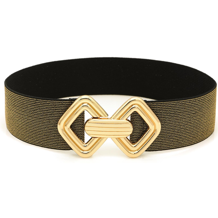 Жіночий еластичний пояс-гумка з золотою пряжкою для суконь, чорний, розмір 28-30