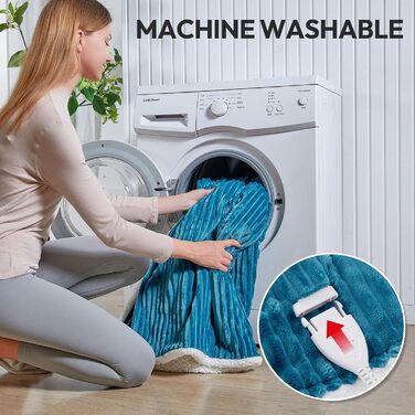 Електрична ковдра YDW з автовимкненням 180x200 см - тепла та затишна ковдра для ліжка з захистом від перегріву та можливістю прання (Турквіс)