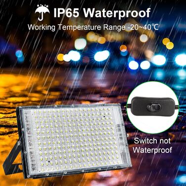 LED Floodlights 150W 2-Pack, Outdoor LED Floodlights, Super Bright 15000LM Outdoor Spotlights, 6500K Cool White LED Floodlights with IP65 Waterproof for Garden, Garage, Sports Field, Terraces