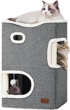 YITAHOME Cat House Indoor, Cat Bed for Indoor Cats, Cat Tunnel, Cat Cave, Small Scratching Post, Cat Furniture, Cat Bed Cave, cat caves, Cat Beds (Gray)