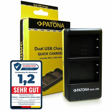 Зарядний пристрій Patona USB Dual для акумуляторів Olympus BLS-5/BLS-50/BLS-1 (OM-D E-M10 II-IV, Pen E-PL2-E-PL9, E-P3, PM1/PM2, Stylus 1, E-450) - одночасний заряд 2-х акумуляторів