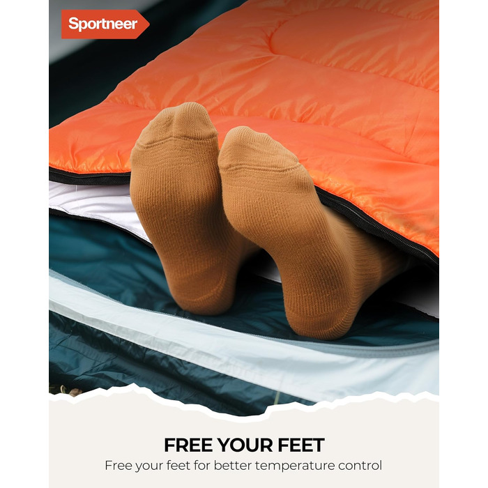 Сплячий мішок Sportneer для кемпінгу: 3-4 сезонний, легкий, компактний, для дорослих