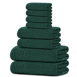 Набір рушників Tens Towels з 100% бавовни, 8 предметів (2 великі банні, 2 для рук, 4 маленькі), гігієнічні та гігроскопічні, колір: мисливський зелений