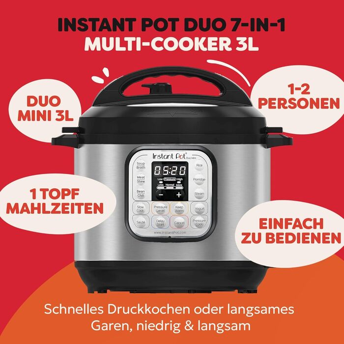 Мультиварка Instant Pot Duo 7-в-1, 5.7 л, нержавіюча сталь, мультикухня для приготування різноманітних страв