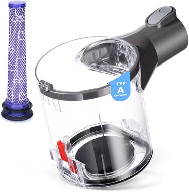 Dyson V6 Dust Bin & A Interface Replacement Part - Compatible with DC58, DC59, DC62, DC74 Vacuum Cleaners (965660-01)
