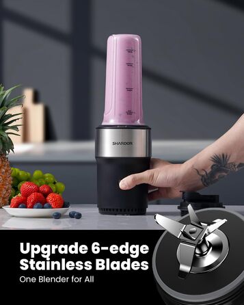 Блендер SHARDOR StandMixer HB-J666: 900W, 2 пляшки по 700мл, нержавіюча сталь, 6-лопатевий ніж, BPA Free, для смузі, шейків та соків