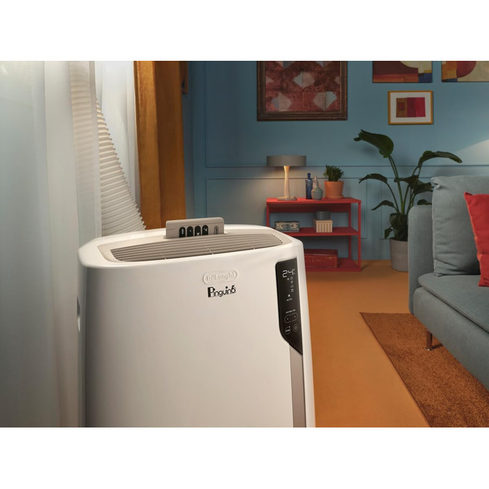 De'Longhi Pinguino PAC EM82: мобільний кондиціонер для приміщень до 80 м³, 9.400 BTU, 2,4 кВт, 24-годинний таймер, білий