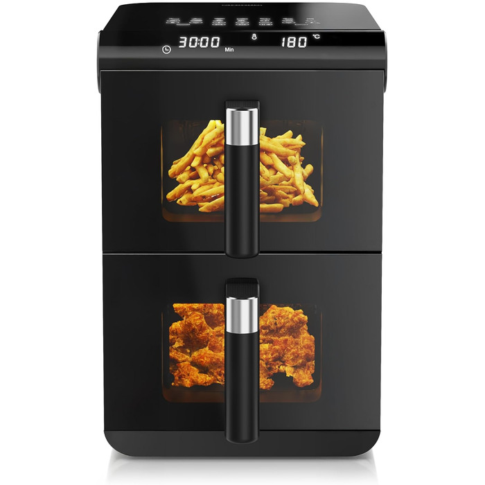 Фритюрниця Arendo XXL Dual Zone з 2 камерами – 11,4 л, 13 програм, 3D циркуляція повітря, BPA-free, функція Sync & Match
