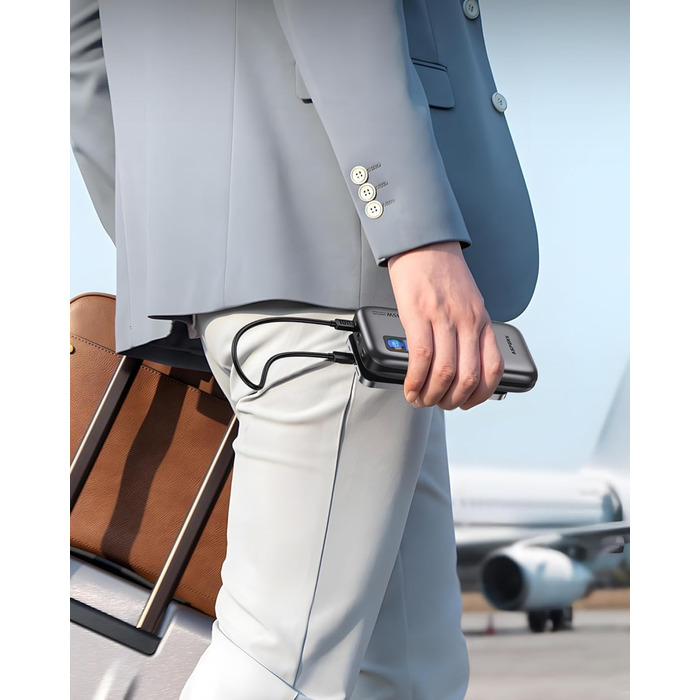 Power Bank AsperX 100W 24000mAh з LED-дисплеєм для ноутбуків, телефонів (iPhone 16/15/14 Pro), MacBook, iPad, Tablet, Steam Deck (сірий)