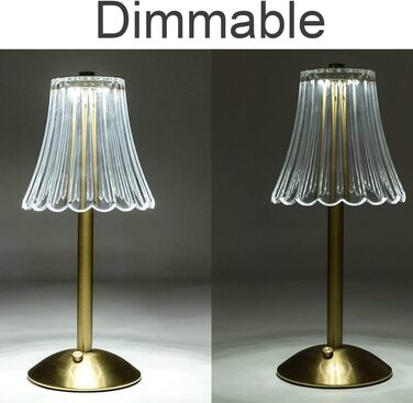 Бездротова LED-лампа настільна з акумулятором, диммер, нічна/настільна лампа для вітальні, спальні, 3 кольори, золота (квіти)