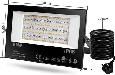 DUSKTEC LED Floodlights Outdoor RGB, Colorful Floodlight 80W, Dimmable Outdoor Floodlight with APP, Outdoor Bluetooth Floodlight with Plug Color Changing Warm White, Tree Floodlight IP66 Waterproof for Garden
