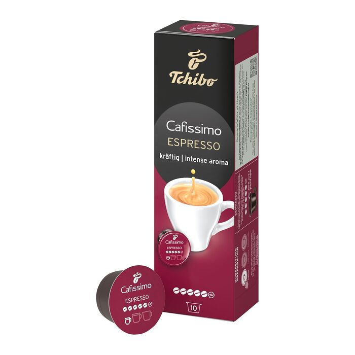 Капсули для кави Tchibo Cafissimo Espresso kräftig, інтенсивний смак, 96 шт (8х10 шт), етична торгівля