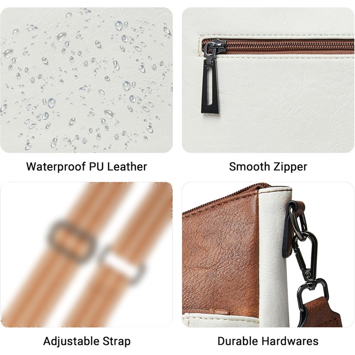 Сумка жіноча через плече Shrrie бежево-коричнева з ременем, екошкіра, трендова хобо-сумка для подорожей