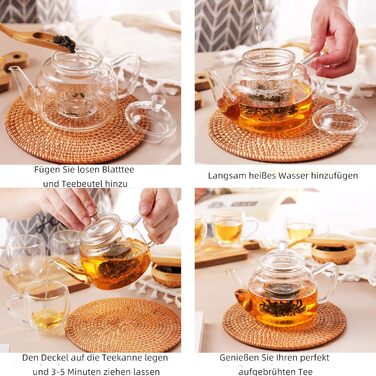 Скляний чайник CNGLASS з ситом із нержавіючої сталі, 900 мл, термостійкий для листового та розквітного чаю, прозорий