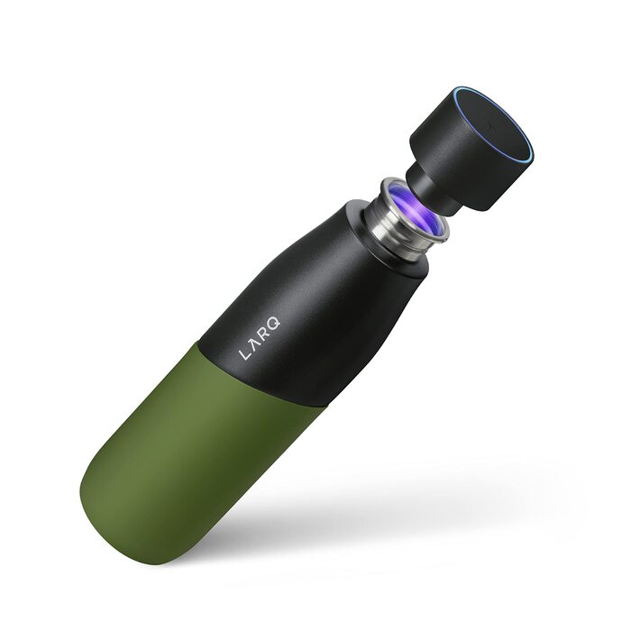 Пляшка для води LARQ PureVis 710 мл чорного кольору з самоочищенням UV-C, нержавіюча сталь, силіконовий чохол - для фітнесу, бігу та активного відпочинку