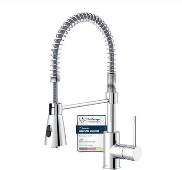 Кухонний змішувач Lenz KALANI² в стилі - з регульованою насадкою для посуду – проста установка та високоякісна обробка, 46070322 (Високий тиск, Хром)