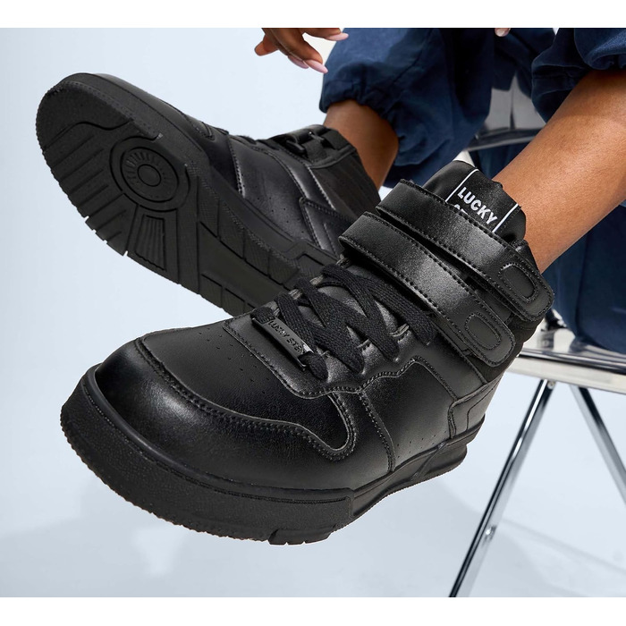 Жіночі баскетбольні черевики Lucky Step з клямками - стильні кросівки з штучної шкіри, чорного кольору, розмір 36 EU