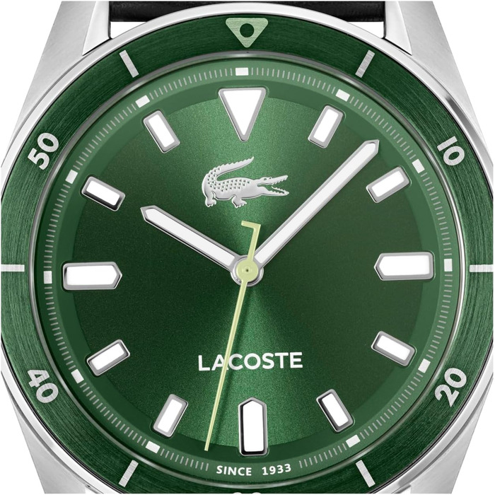 Годинник чоловічий Lacoste Boston з кварцовим механізмом, сталевий/шкіряний браслет (Зелений)