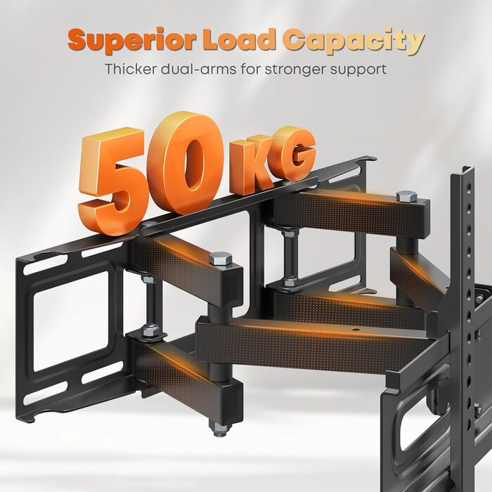 Настінне кріплення для телевізора 32-70 дюймів, поворотне, нахильне, до 50 кг, VESA 400x400 мм