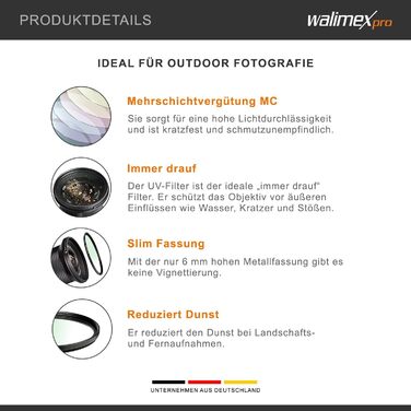 Фільтр UV Walimex pro Slim MC 67mm - захист від ультрафіолету та забруднень, багатошарове покриття, тонка металева рамка, з чохлом 67mm