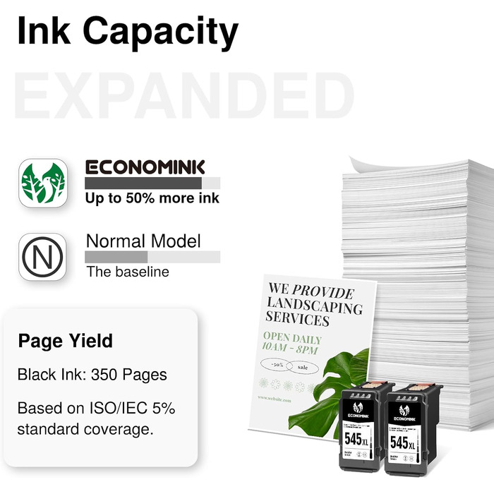 Картриджі Economink 545XL чорні (2 шт.), сумісні з Canon PG-545 для Pixma TS3350, TS3150, TS3450, TR4550, MX495, MG2555, MG3050