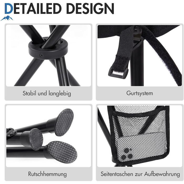 Складний стілець Portal з кишенею: легкий, для риболовлі, кемпінгу, піших прогулянок (синій)