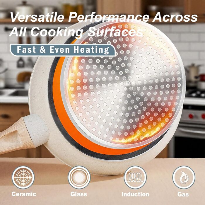 Набір кухонного посуду з антипригарним покриттям, 11 предметів, для духовки та гриля (до 177°C), каструлі та сковорідки, кухонний набір, сковорідки, каструлі, сотейник, для кухні, для дому, придатний для миття в посудомийній машині