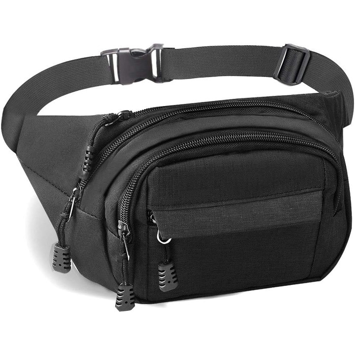 Водонепроникна поясна сумка-рюкзак для жінок та чоловіків, ідеальна для туризму, кемпінгу, велосипеду та подорожей, чорного кольору, велика