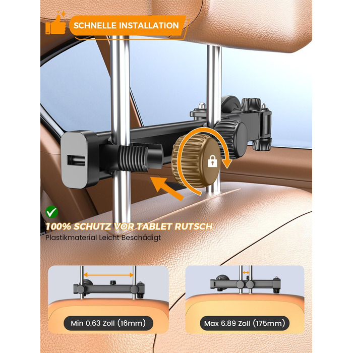 Автотримач для планшета OHLPRO: магнітний, регульований (48см), універсальний для iPad, смартфонів, Switch. З металевими кільцями