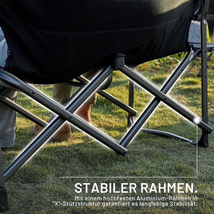 Крісло для кемпінгу Timber Ridge на 2 особи, розкладне, 300 кг, для риболовлі, пікніків, фестивалів, з бічним столиком