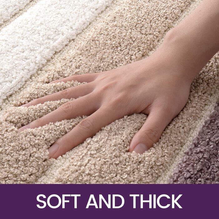 Non-Slip Bathroom Rug - Absorbent Bath Mat 60 x 110 cm - Washable Soft Bath Mat for Bathroom (2-Pack 40 x 60 cm, Beige)