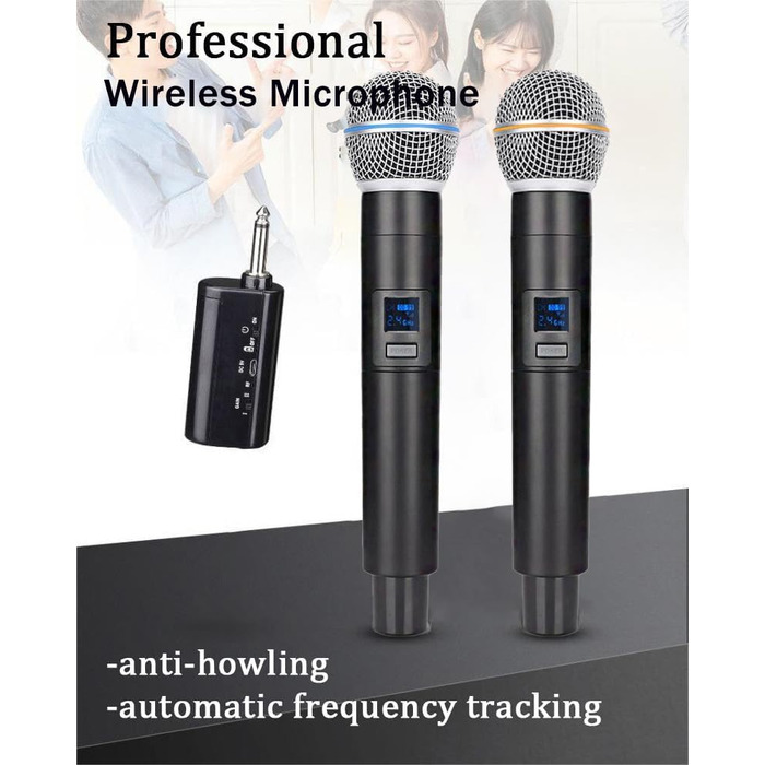 Бездротовий мікрофон Handheld з металу, система з акумуляторним приймачем, для караоке, співу, вечірок, весіль, DJ, промов, 60 м, HDMIC-5802