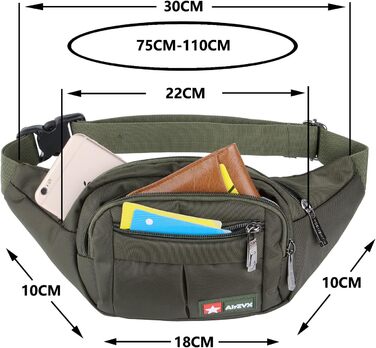 Водонепроникна поясна сумка для подорожей, спорту та активного відпочинку. Сумка на пояс для жінок та чоловіків, водонепроникна, оливковий колір