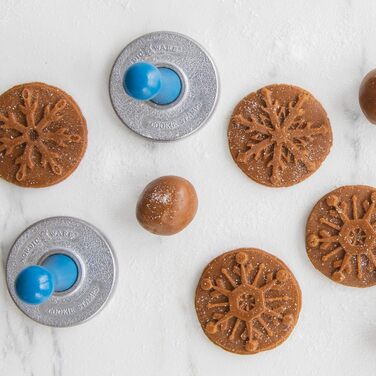 Nordic Ware Disney Frozen 2 Cookie Stamps, Design: Falling Snowflake, Set of 3, Silver with Blue Handles