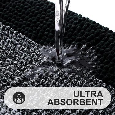 Килимок для ванної кімнати Homaxy з м'якого велюру, неслизький, швидковисихаючий, 40x60 см / 50x60 см (U-подібний), чорний