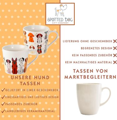 SPOTTED DOG GIFT COMPANY Coffee Mug with Dog Motif, Ceramic Mug Set, Cute Coffee Cups, Dog Kitchen Accessories, Gifts for Dog Lovers, Dog Mom, 2 x 380ml