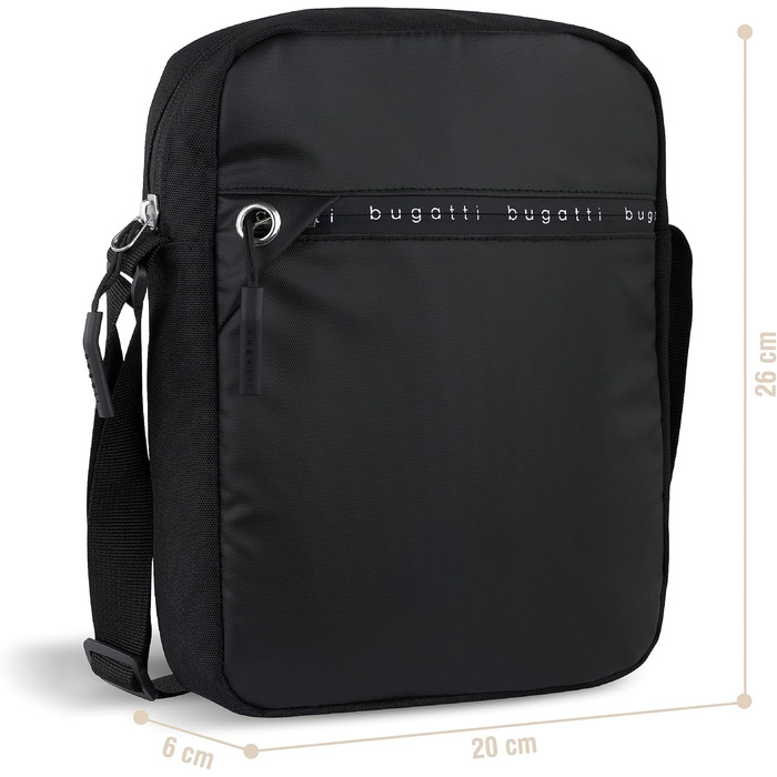 Чоловіча сумка Bugatti Blanc DeLight на плече, з та́рпауліну та нейлону, чорна